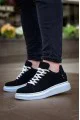 KB047 Erkek Günlük Bağcıklı Süet Spor Sneaker Ayakkabı SBT - Siyah