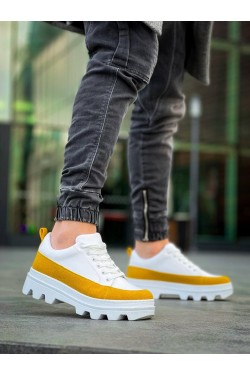 KB056 Erkek Günlük Bağcıklı Cilt Süet Spor Sneaker Ayakkabı CSBT - Beyaz/Sarı KB056 Erkek Günlük Bağcıklı Cilt Süet Spor Sneaker Ayakkabı CSBT - Beyaz/Sarı