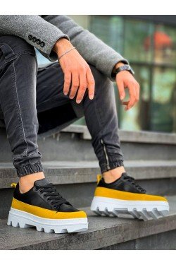 KB056 Erkek Günlük Bağcıklı Cilt Süet Spor Sneaker Ayakkabı CSBT - Siyah/Sarı KB056 Erkek Günlük Bağcıklı Cilt Süet Spor Sneaker Ayakkabı CSBT - Siyah/Sarı
