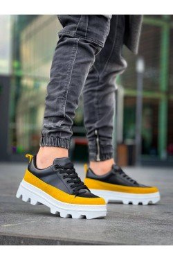 KB056 Erkek Günlük Bağcıklı Cilt Süet Spor Sneaker Ayakkabı CSBT - Siyah/Sarı KB056 Erkek Günlük Bağcıklı Cilt Süet Spor Sneaker Ayakkabı CSBT - Siyah/Sarı