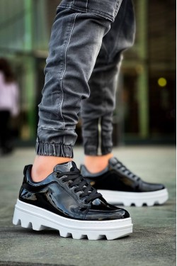 KB056 Erkek Günlük Bağcıklı Rugan Spor Sneaker Ayakkabı RBT - Siyah KB056 Erkek Günlük Bağcıklı Rugan Spor Sneaker Ayakkabı RBT - Siyah