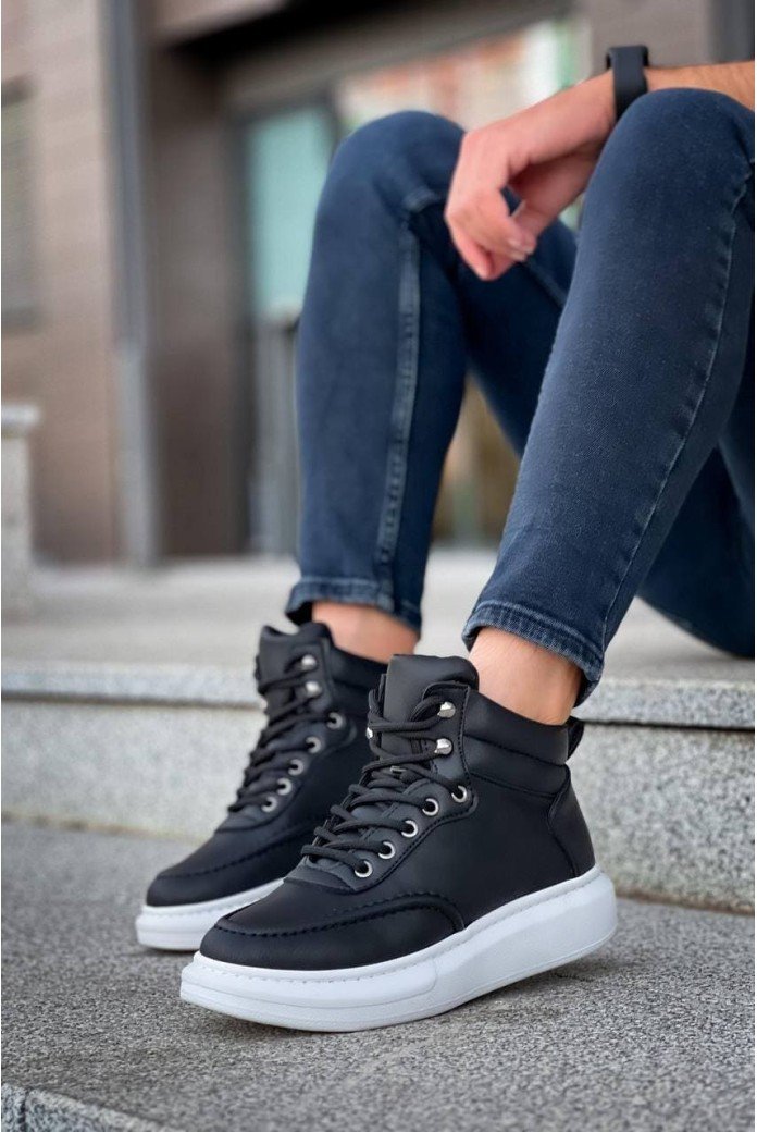 KB0994 Erkek Spor Günlük Bağcıklı Cilt Bot CBT - Siyah