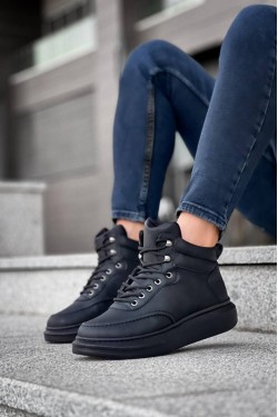 KB0994 Erkek Spor Günlük Bağcıklı Cilt Bot CST - Siyah