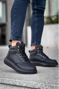 KB0994 Erkek Spor Günlük Bağcıklı Cilt Bot CST - Siyah