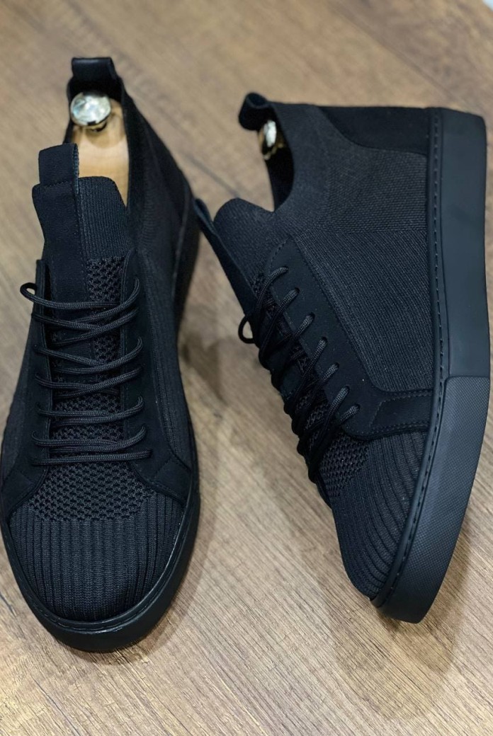KB112 Erkek Günlük Bağcıklı Triko Spor Sneaker Ayakkabı TST - Siyah KB112 Erkek Günlük Bağcıklı Triko Spor Sneaker Ayakkabı TST - Siyah