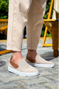 KB114 Erkek Günlük Bağcıksız Triko Spor Sneaker Ayakkabı TBT - Bej/Taba KB114 Erkek Günlük Bağcıksız Triko Spor Sneaker Ayakkabı TBT - Bej/Taba