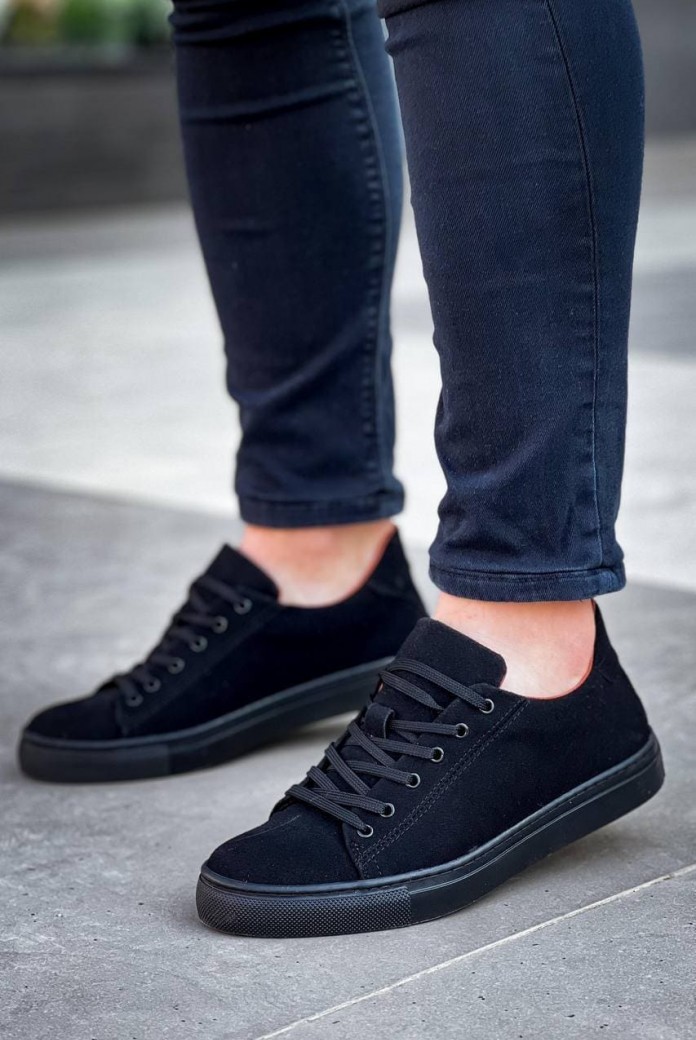 KB122 Erkek Günlük Bağcıklı Süet Spor Sneaker Ayakkabı SST - Siyah