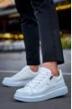 KB309 Erkek Günlük Bağcıklı Fermuarlı Croco Desenli Cilt Spor Sneaker Ayakkabı CBT - Beyaz