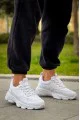 KB707 Erkek Günlük Bağcıklı Cilt Triko Spor Sneaker Ayakkabı CTBT - Beyaz