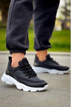 KB707 Erkek Günlük Bağcıklı Cilt Triko Spor Sneaker Ayakkabı CTBT - Siyah KB707 Erkek Günlük Bağcıklı Cilt Triko Spor Sneaker Ayakkabı CTBT - Siyah
