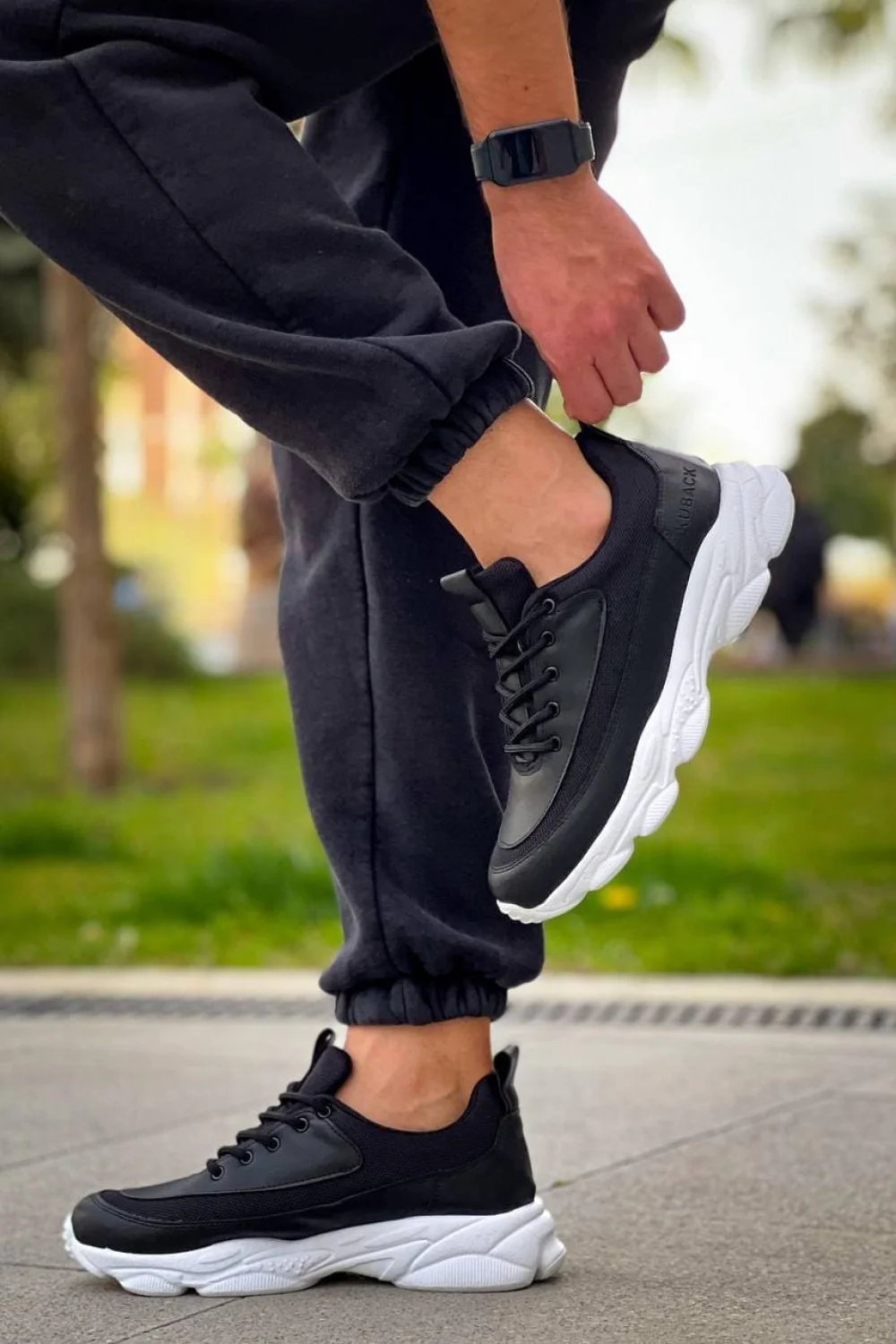 KB707 Erkek Günlük Bağcıklı Cilt Triko Spor Sneaker Ayakkabı CTBT - Siyah KB707 Erkek Günlük Bağcıklı Cilt Triko Spor Sneaker Ayakkabı CTBT - Siyah