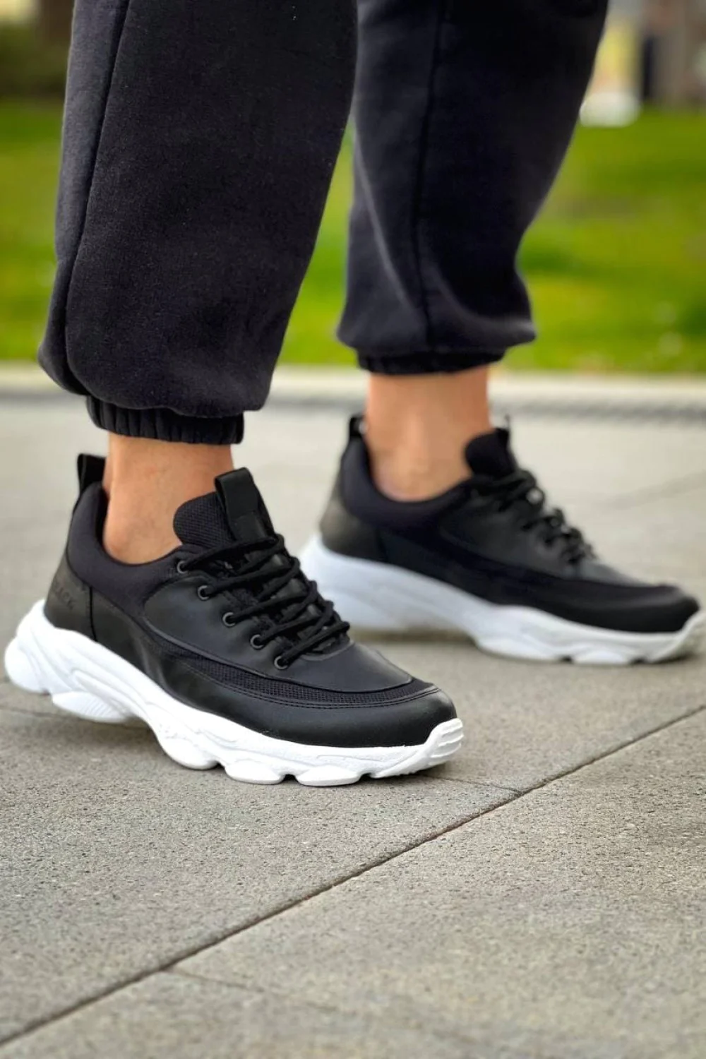 KB707 Erkek Günlük Bağcıklı Cilt Triko Spor Sneaker Ayakkabı CTBT - Siyah KB707 Erkek Günlük Bağcıklı Cilt Triko Spor Sneaker Ayakkabı CTBT - Siyah