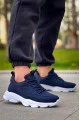 KB707 Erkek Günlük Bağcıklı Süet Triko Spor Sneaker Ayakkabı STBT - Lacivert
