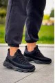 KB707 Erkek Günlük Bağcıklı Süet Triko Spor Sneaker Ayakkabı STST - Siyah
