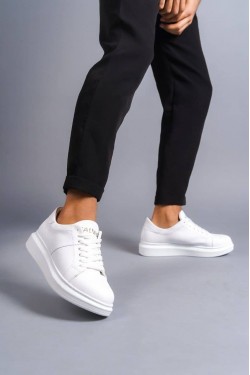 SLW151 Boost Erkek Günlük Bağcıklı Cilt Spor Sneaker Ayakkabı CBT - Beyaz