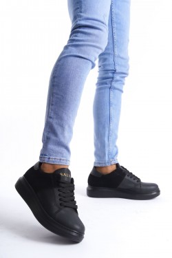 SLW151 Boost Erkek Günlük Bağcıklı Cilt Süet Spor Sneaker Ayakkabı CSST - Siyah SLW151 Boost Erkek Günlük Bağcıklı Cilt Süet Spor Sneaker Ayakkabı CSST - Siyah