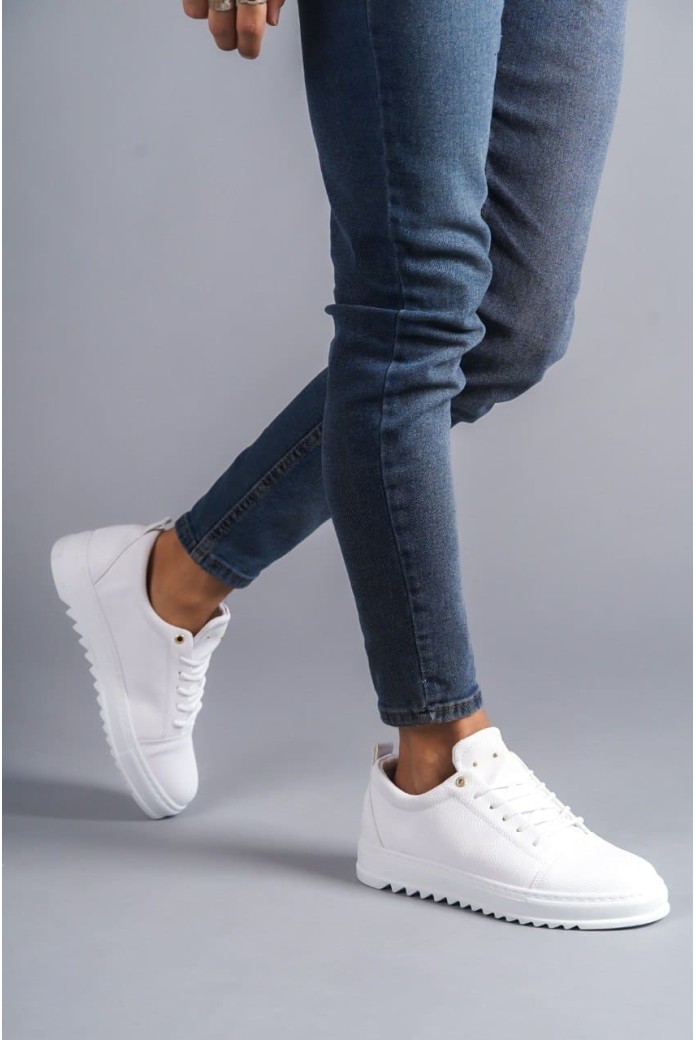 SLW152 Cool Erkek Günlük Bağcıklı Cilt Klasik Ayakkabı CBT - Beyaz