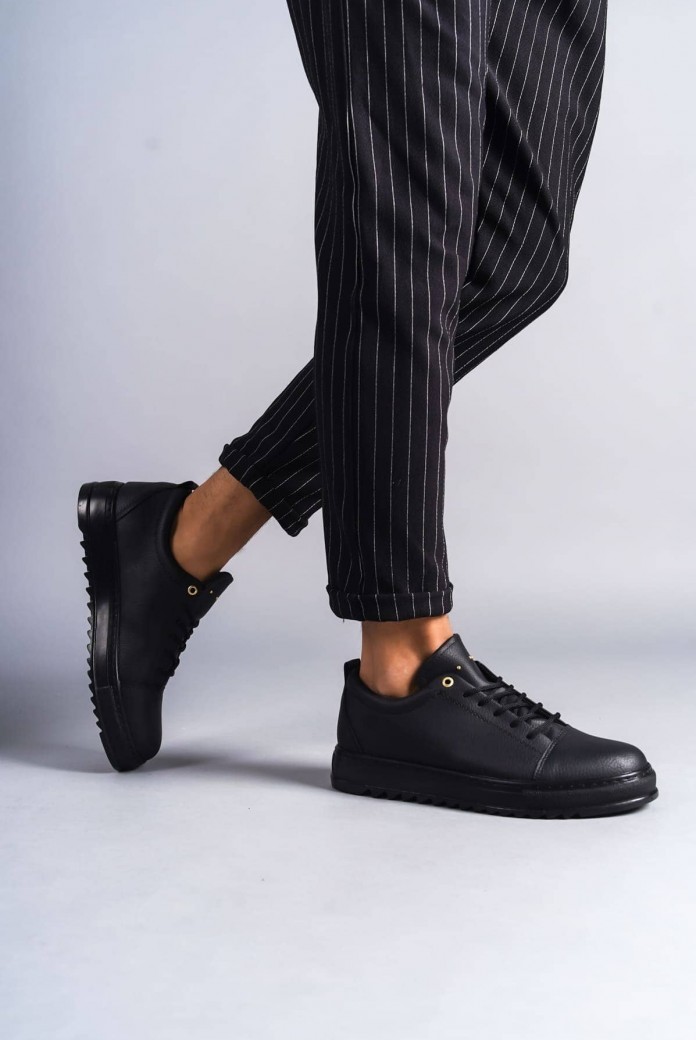 SLW152 Cool Erkek Günlük Bağcıklı Cilt Klasik Ayakkabı CST - Siyah