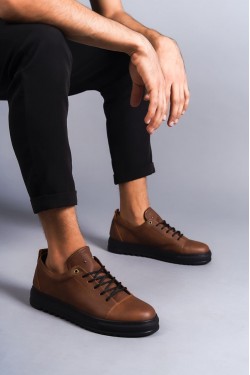 SLW152 Cool Erkek Günlük Bağcıklı Cilt Klasik Ayakkabı CST - Taba