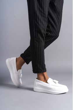 SLW154 Blaze Erkek Günlük Bağcıksız Corcik Cilt Klasik Ayakkabı CBT - Beyaz SLW154 Blaze Erkek Günlük Bağcıksız Corcik Cilt Klasik Ayakkabı CBT - Beyaz