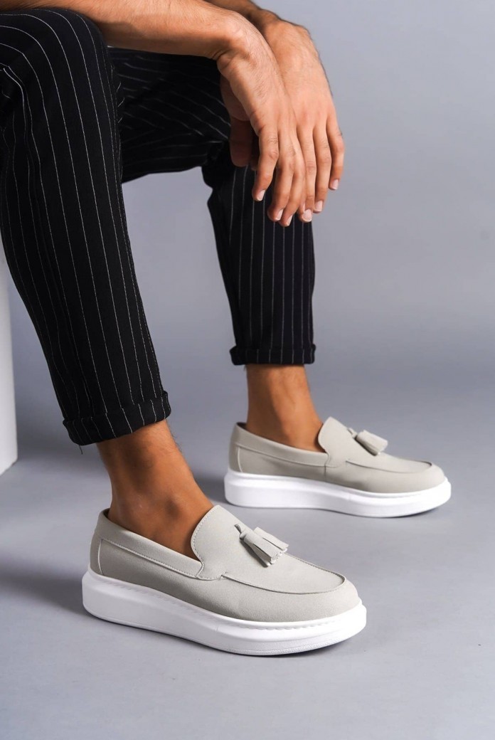 SLW154 Blaze Erkek Günlük Bağcıksız Corcik Süet Klasik Ayakkabı SBT - Gri