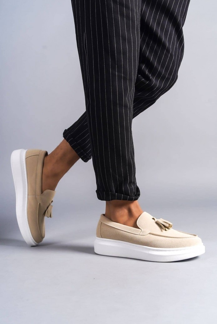 SLW154 Blaze Erkek Günlük Bağcıksız Corcik Süet Klasik Ayakkabı SBT - Krem SLW154 Blaze Erkek Günlük Bağcıksız Corcik Süet Klasik Ayakkabı SBT - Krem