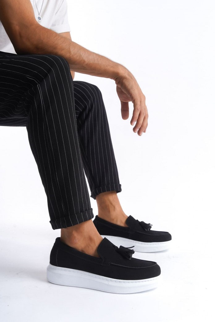 SLW154 Blaze Erkek Günlük Bağcıksız Corcik Süet Klasik Ayakkabı SBT - Siyah