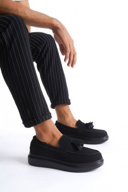 SLW154 Blaze Erkek Günlük Bağcıksız Corcik Süet Klasik Ayakkabı SST - Siyah