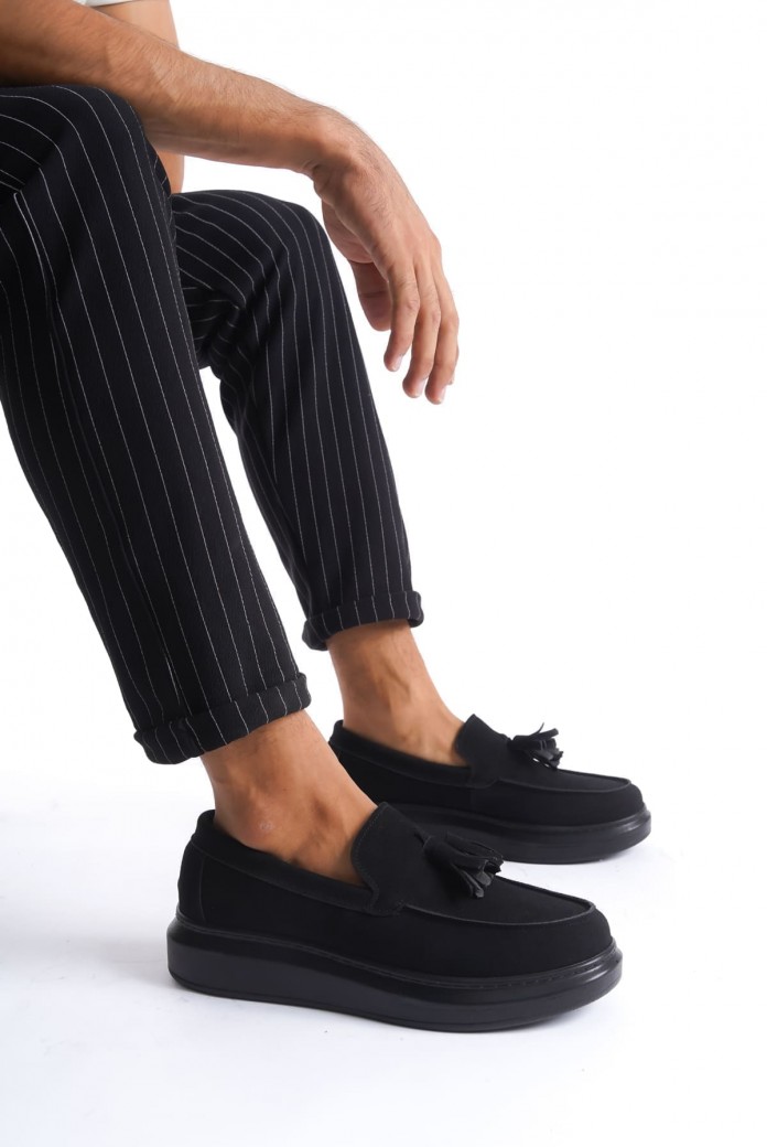 SLW154 Blaze Erkek Günlük Bağcıksız Corcik Süet Klasik Ayakkabı SST - Siyah