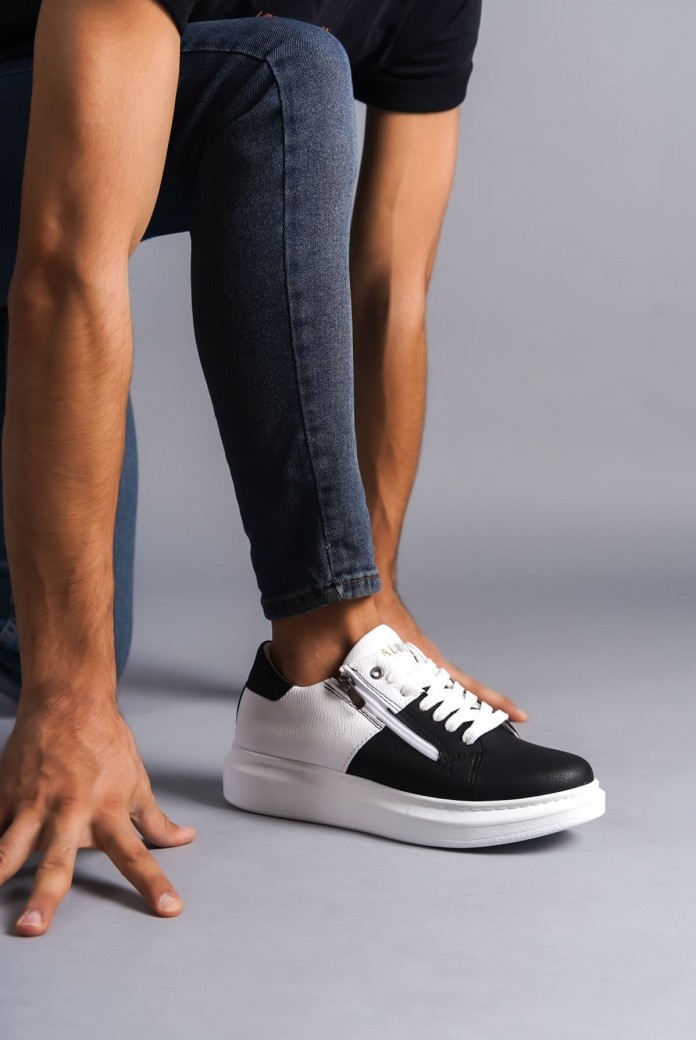 SLW155 Warrior Erkek Günlük Bağcıklı Fermuarlı Cilt Spor Sneaker Ayakkabı CBT - Beyaz/Siyah SLW155 Warrior Erkek Günlük Bağcıklı Fermuarlı Cilt Spor Sneaker Ayakkabı CBT - Beyaz/Siyah