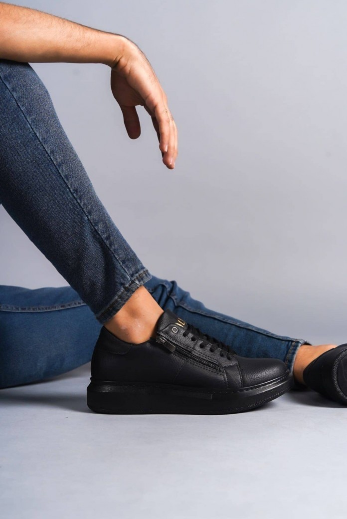 SLW155 Warrior Erkek Günlük Bağcıklı Fermuarlı Cilt Spor Sneaker Ayakkabı CST - Siyah SLW155 Warrior Erkek Günlük Bağcıklı Fermuarlı Cilt Spor Sneaker Ayakkabı CST - Siyah