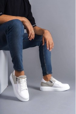 SLW155 Warrior Erkek Günlük Bağcıklı Fermuarlı Cilt Süet Spor Sneaker Ayakkabı CSBT - Beyaz/Gri SLW155 Warrior Erkek Günlük Bağcıklı Fermuarlı Cilt Süet Spor Sneaker Ayakkabı CSBT - Beyaz/Gri