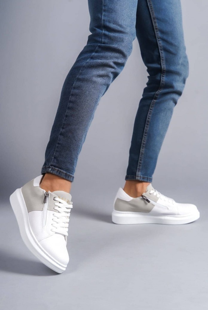 SLW155 Warrior Erkek Günlük Bağcıklı Fermuarlı Cilt Süet Spor Sneaker Ayakkabı CSBT - Beyaz/Gri SLW155 Warrior Erkek Günlük Bağcıklı Fermuarlı Cilt Süet Spor Sneaker Ayakkabı CSBT - Beyaz/Gri