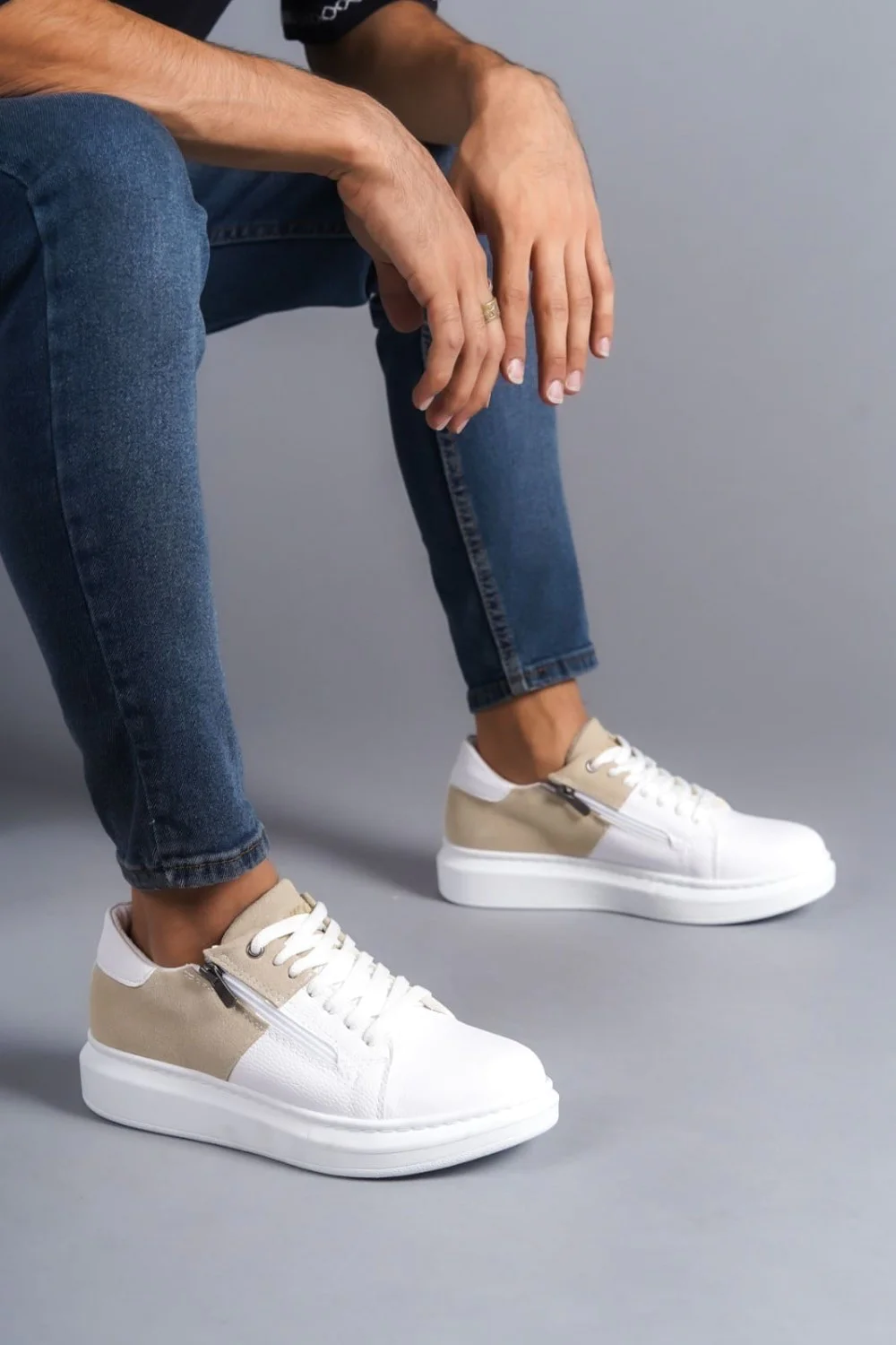 SLW155 Warrior Erkek Günlük Bağcıklı Fermuarlı Cilt Süet Spor Sneaker Ayakkabı CSBT - Beyaz/Krem SLW155 Warrior Erkek Günlük Bağcıklı Fermuarlı Cilt Süet Spor Sneaker Ayakkabı CSBT - Beyaz/Krem