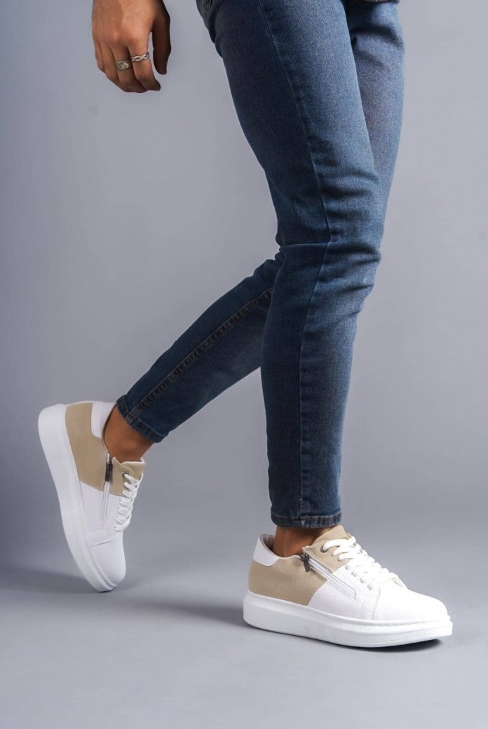 SLW155 Warrior Erkek Günlük Bağcıklı Fermuarlı Cilt Süet Spor Sneaker Ayakkabı CSBT - Beyaz/Krem SLW155 Warrior Erkek Günlük Bağcıklı Fermuarlı Cilt Süet Spor Sneaker Ayakkabı CSBT - Beyaz/Krem