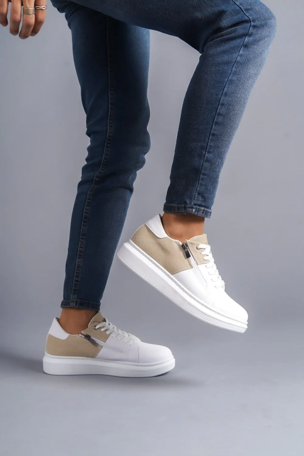 SLW155 Warrior Erkek Günlük Bağcıklı Fermuarlı Cilt Süet Spor Sneaker Ayakkabı CSBT - Beyaz/Krem SLW155 Warrior Erkek Günlük Bağcıklı Fermuarlı Cilt Süet Spor Sneaker Ayakkabı CSBT - Beyaz/Krem