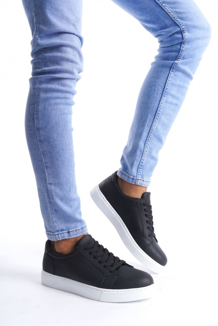 SLW165 Elite Erkek Günlük Bağcıklı Cilt Spor Sneaker Ayakkabı CBT - Siyah SLW165 Elite Erkek Günlük Bağcıklı Cilt Spor Sneaker Ayakkabı CBT - Siyah