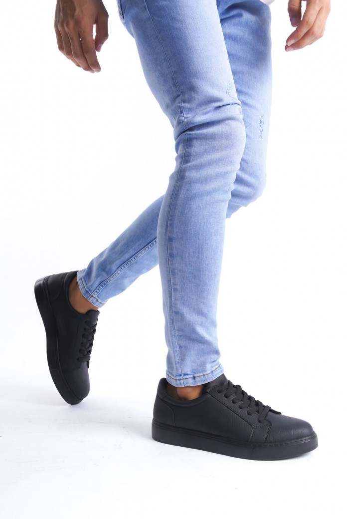 SLW165 Elite Erkek Günlük Bağcıklı Cilt Spor Sneaker Ayakkabı CST - Siyah SLW165 Elite Erkek Günlük Bağcıklı Cilt Spor Sneaker Ayakkabı CST - Siyah