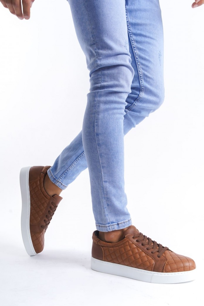 SLW166 Prestige Erkek Günlük Bağcıklı Kapitone Desenli Cilt Spor Sneaker Ayakkabı CBT - Taba SLW166 Prestige Erkek Günlük Bağcıklı Kapitone Desenli Cilt Spor Sneaker Ayakkabı CBT - Taba