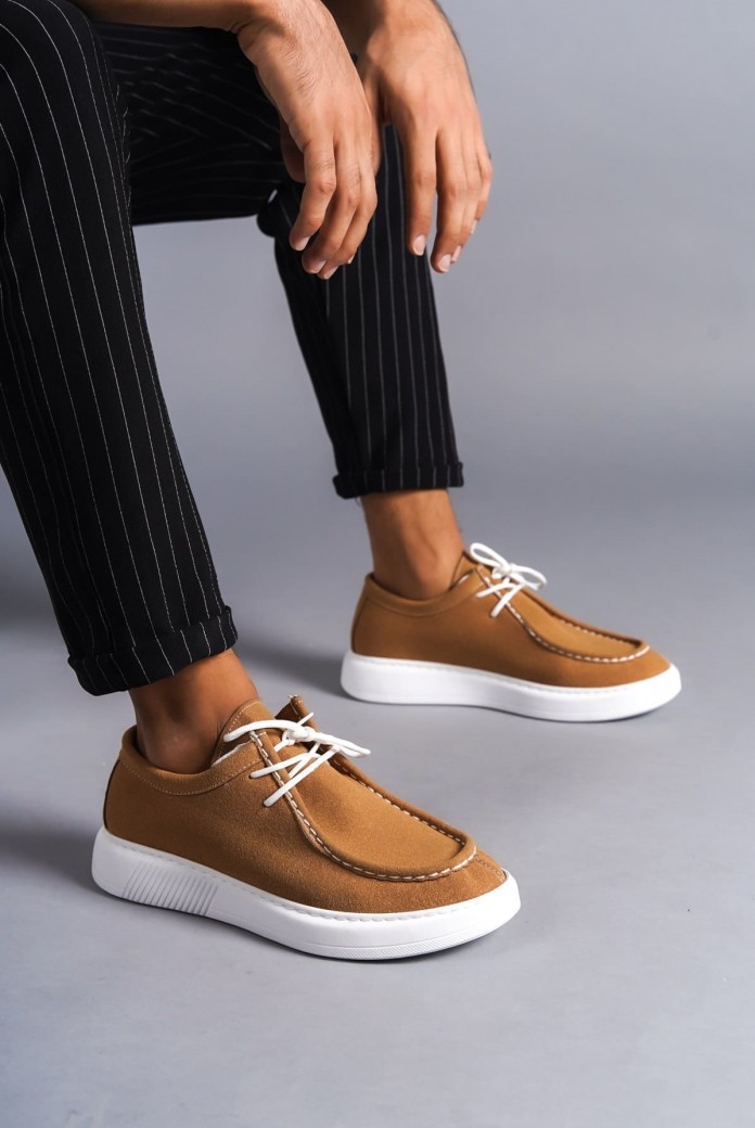 SLW170 Tornado Erkek Günlük Bağcıklı Süet Klasik Ayakkabı SBT - Taba