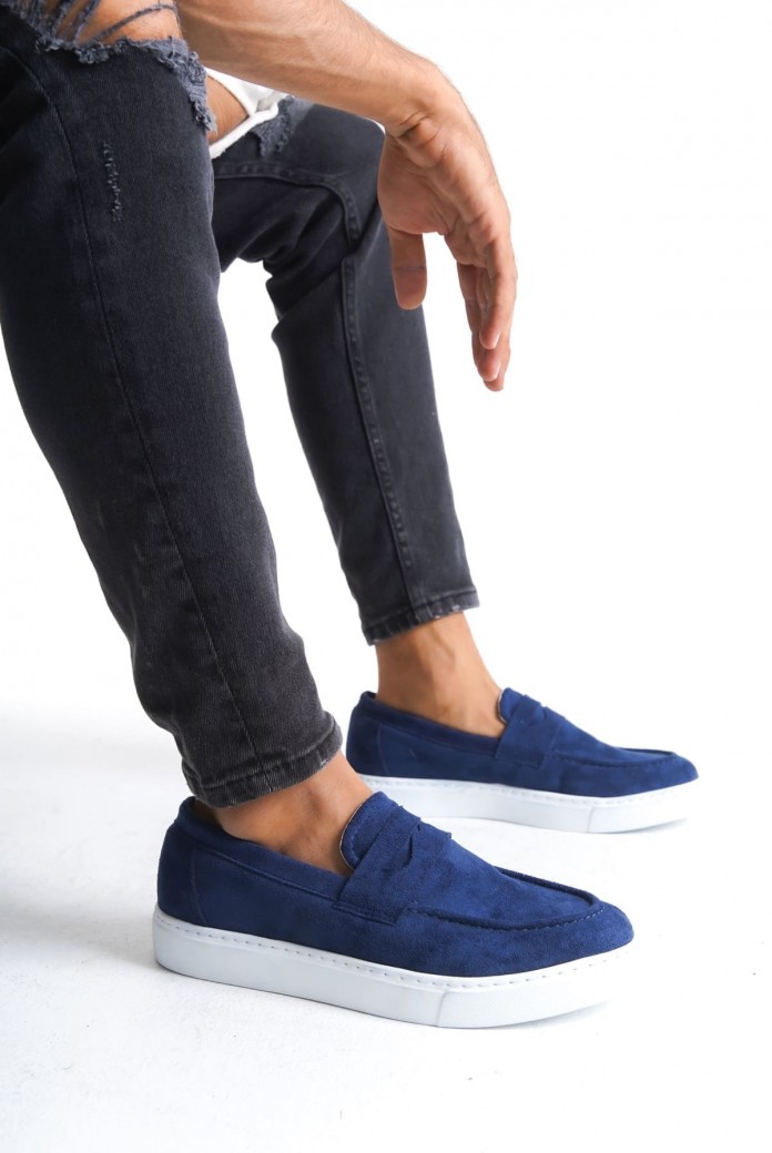 SLW180 Estilo X Erkek Günlük Bağcıksız Süet Klasik Ayakkabı SBT - Lacivert