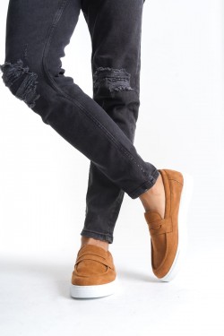 SLW180 Estilo X Erkek Günlük Bağcıksız Süet Klasik Ayakkabı SBT - Taba