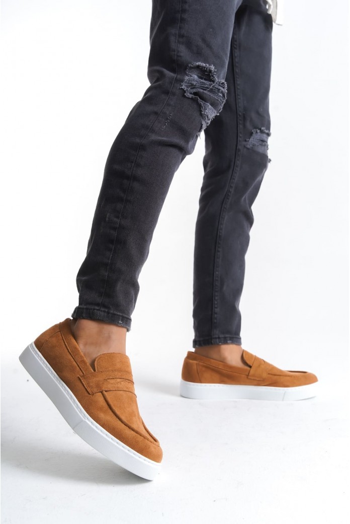 SLW180 Estilo X Erkek Günlük Bağcıksız Süet Klasik Ayakkabı SBT - Taba