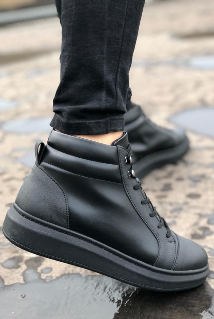 SLW202 Toronto Erkek Spor Günlük Bağcıklı Cilt Bot CST - Siyah