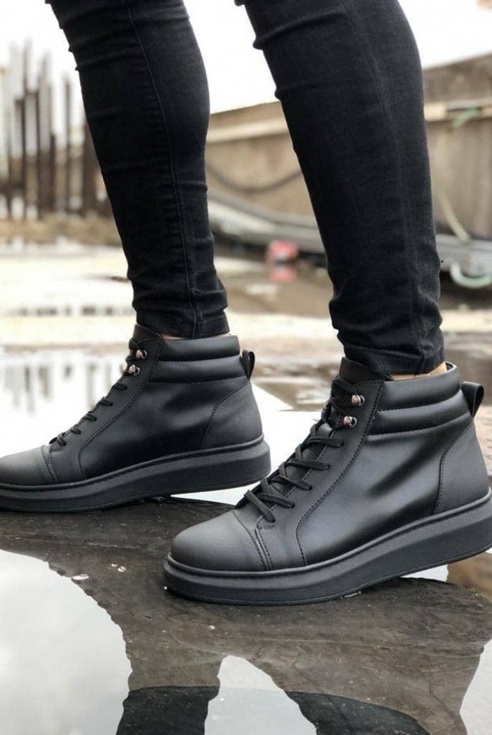 SLW202 Toronto Erkek Spor Günlük Bağcıklı Cilt Bot CST - Siyah