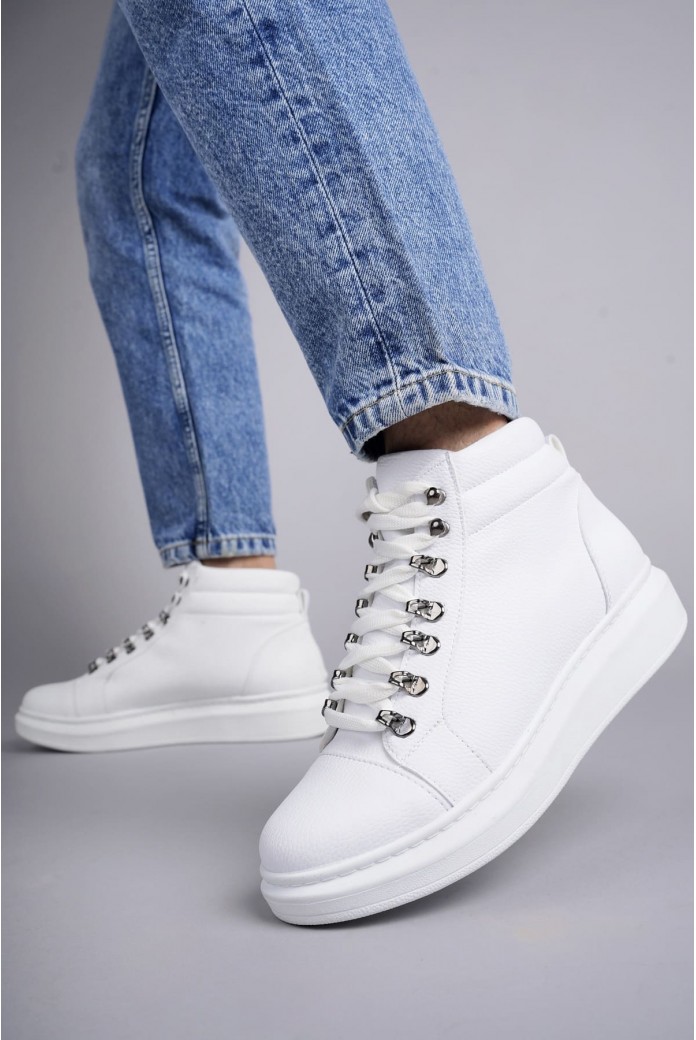 SLW206 Ottawa Erkek Spor Günlük Bağcıklı Cilt Bot CBT - Beyaz