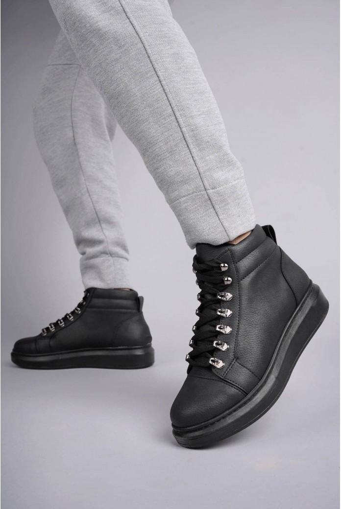 SLW206 Ottawa Erkek Spor Günlük Bağcıklı Cilt Bot CST - Siyah