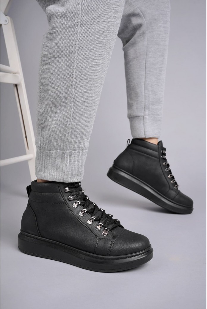 SLW206 Ottawa Erkek Spor Günlük Bağcıklı Cilt Bot CST - Siyah