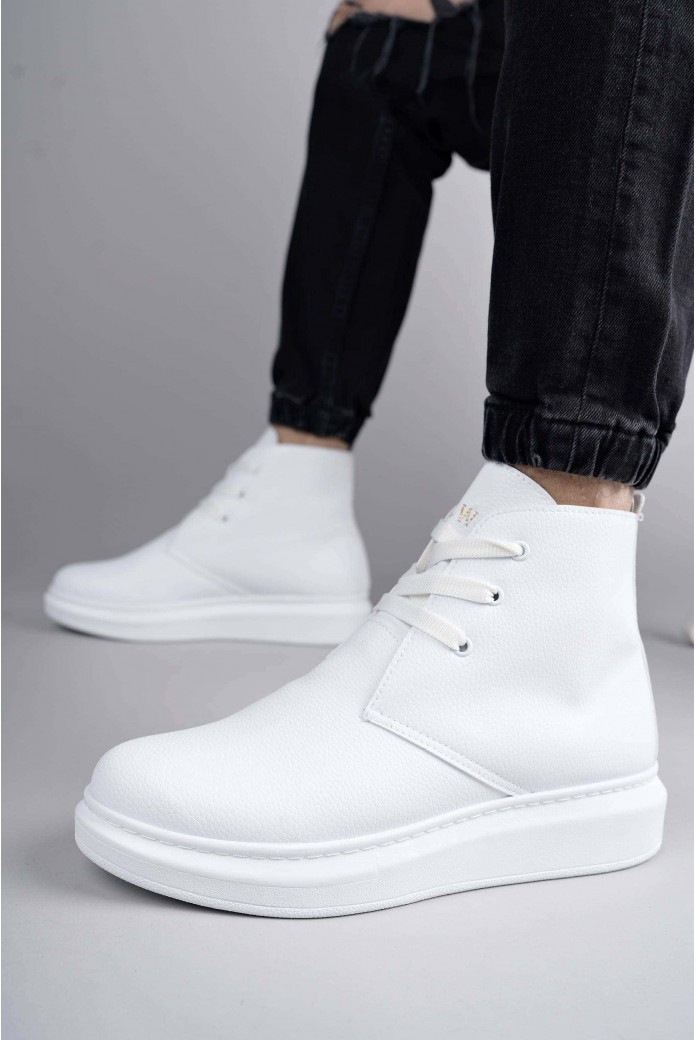 SLW207 Oslo Erkek Spor Günlük Bağcıklı Cilt Bot CBT - Beyaz