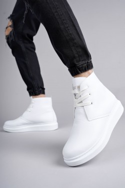 SLW207 Oslo Erkek Spor Günlük Bağcıklı Cilt Bot CBT - Beyaz